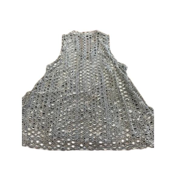 "NEON BUDDHA" Sleeveless Tunic Top Fishnet Gauze Beachy Ruched Across Front SZ M - Picture 10 of 10